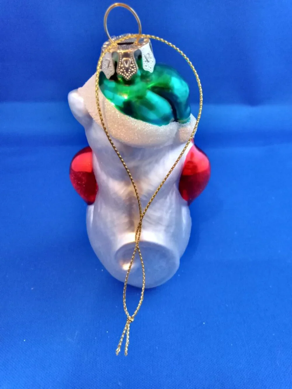 Glass Christmas ornament I LOve My Cat white cat with heart